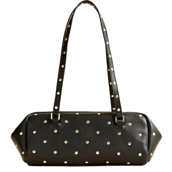 J. Crew Delphine Black Shoulder Bag in Studded Leather - Picture 1 of 6